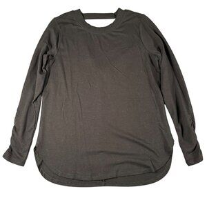 RBX Womens Small Black No Sweat Pullover Open V-Back Shirt Long Sleeve